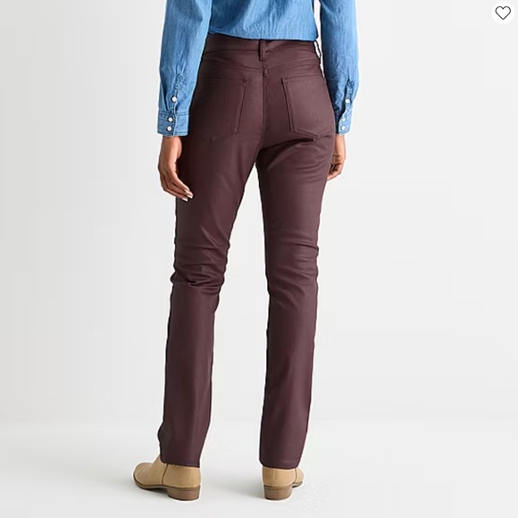 St. John’s Bay Women’s Mid-Rise Coated Straight Leg Jean - Picture 3 of 14